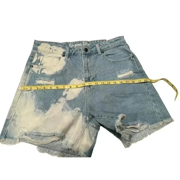 WOMEN’S ORGANIC BLUE DISTRESSED ACID WASH DENIM SHORTS•SIZE 31•NWT• - Picture 7 of 10